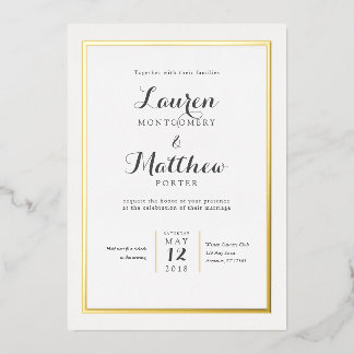 Classic Elegant Modern Border Wedding Foil Invitation