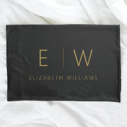 Classic Elegant Modern Minimalist Black Gold Pillow Case