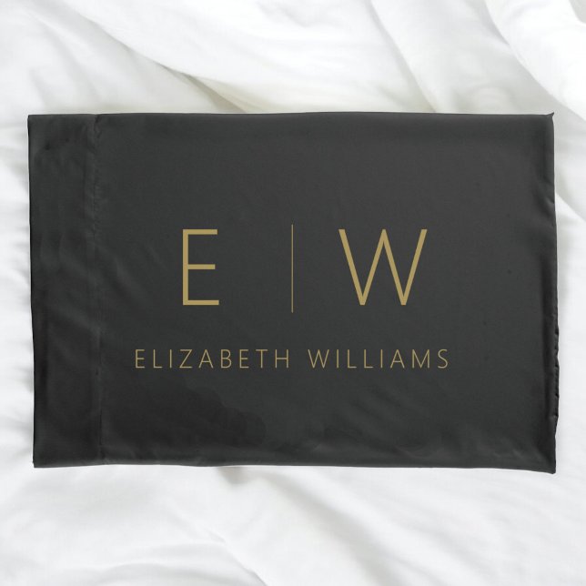 Classic Elegant Modern Minimalist Black Gold Pillow Case (Creator Uploaded)