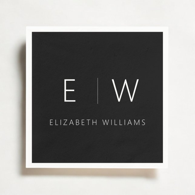 Classic Elegant Modern Minimalist Black White Napkins (Creator Uploaded)