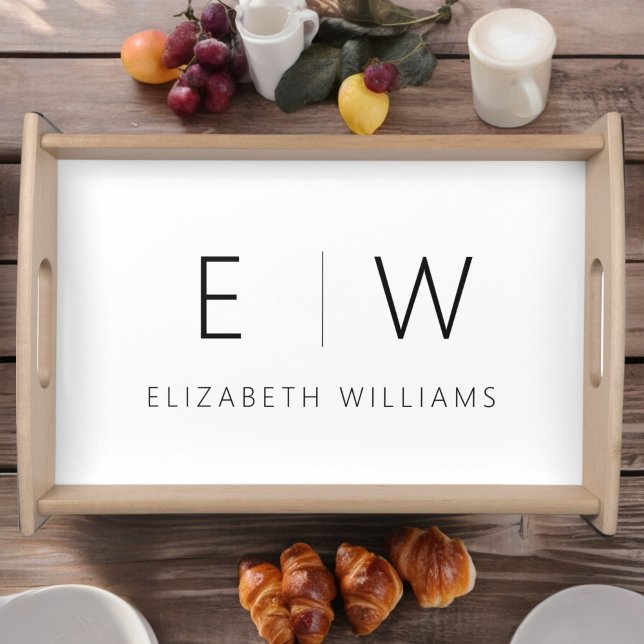 Classic Elegant Modern Minimalist Black White Serving Tray (Creator Uploaded)
