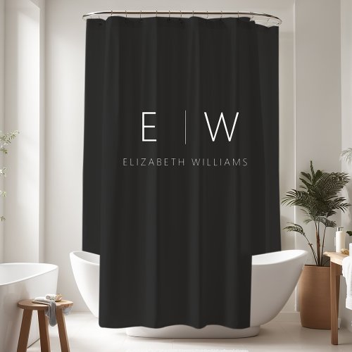 Classic Elegant Modern Minimalist Black White Shower Curtain