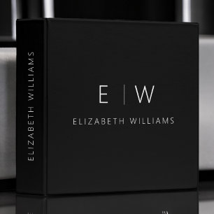 Classic Elegant Modern Minimalist Monogram Name 3 Ring Binder