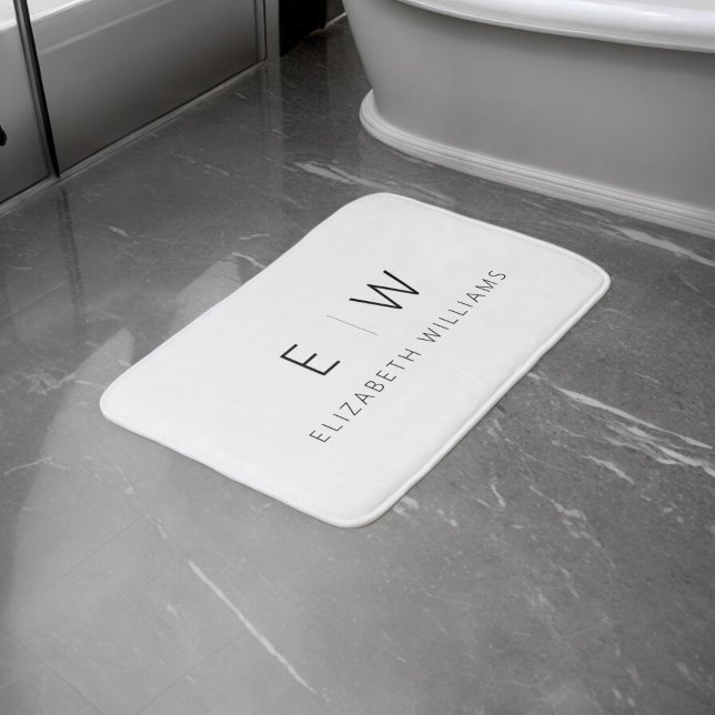 Classic Elegant Modern Minimalist Monogram Name Bath Mat (Creator Uploaded)