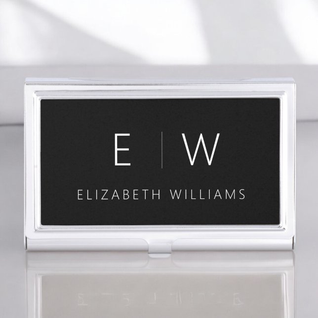 Classic Elegant Modern Minimalist Monogram Name Business Card Case (Creator Uploaded)