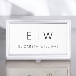 Classic Elegant Modern Minimalist Monogram Name Business Card Case