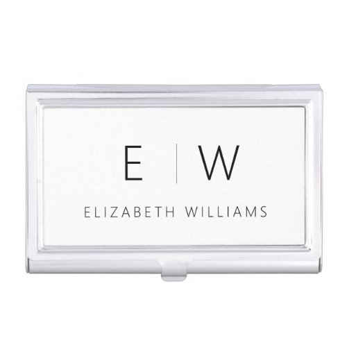 Classic Elegant Modern Minimalist Monogram Name Business Card Case