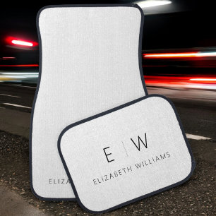 Classic Elegant Modern Minimalist Monogram Name Car Floor Mat