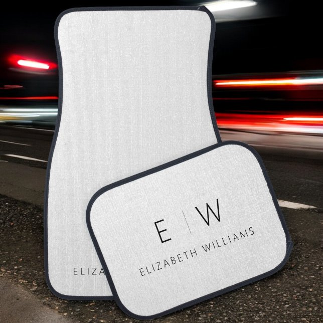 Classic Elegant Modern Minimalist Monogram Name  Car Floor Mat (Creator Uploaded)
