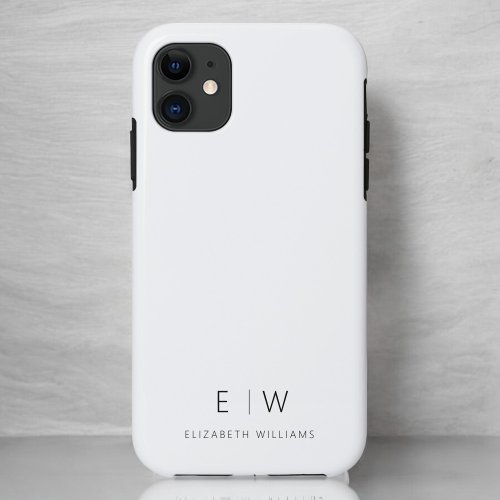 Classic Elegant Modern Minimalist Monogram Name iPhone 11 Case