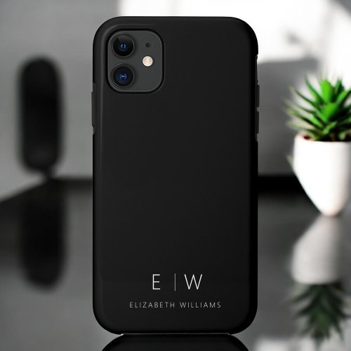 Classic Elegant Modern Minimalist Monogram Name iPhone 11 Case