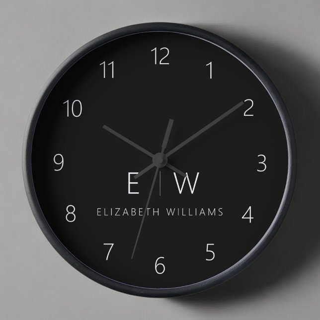 Classic Elegant Modern Minimalist Monogram Name Clock (Creator Uploaded)