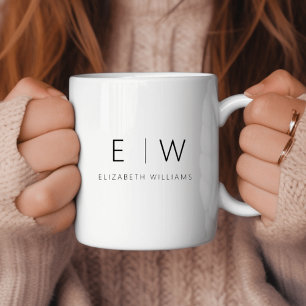 Classic Elegant Modern Minimalist Monogram Name Coffee Mug