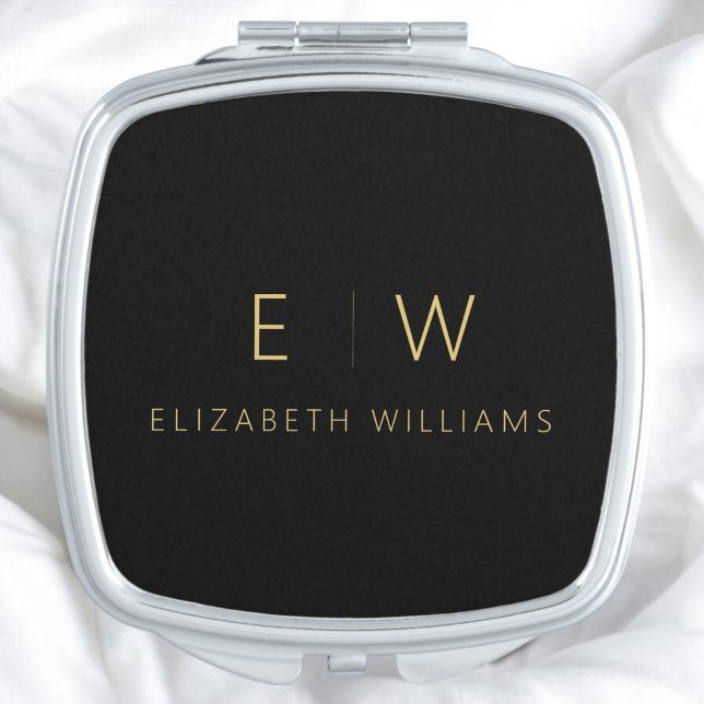Classic Elegant Modern Minimalist Monogram Name  Compact Mirror (Creator Uploaded)