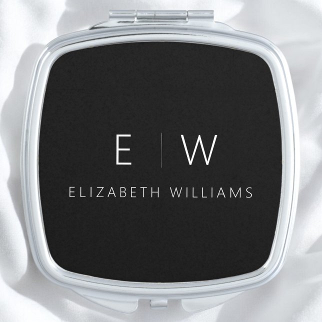 Classic Elegant Modern Minimalist Monogram Name  Compact Mirror (Creator Uploaded)