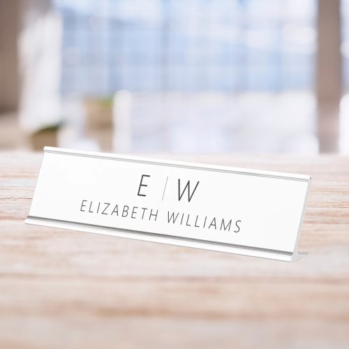 Classic Elegant Modern Minimalist Monogram Name Desk Name Plate