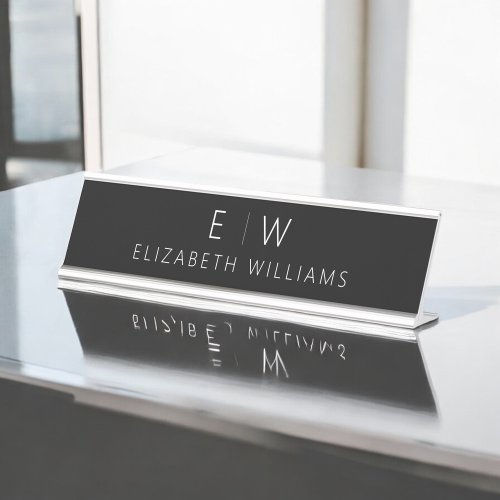 Classic Elegant Modern Minimalist Monogram Name Desk Name Plate