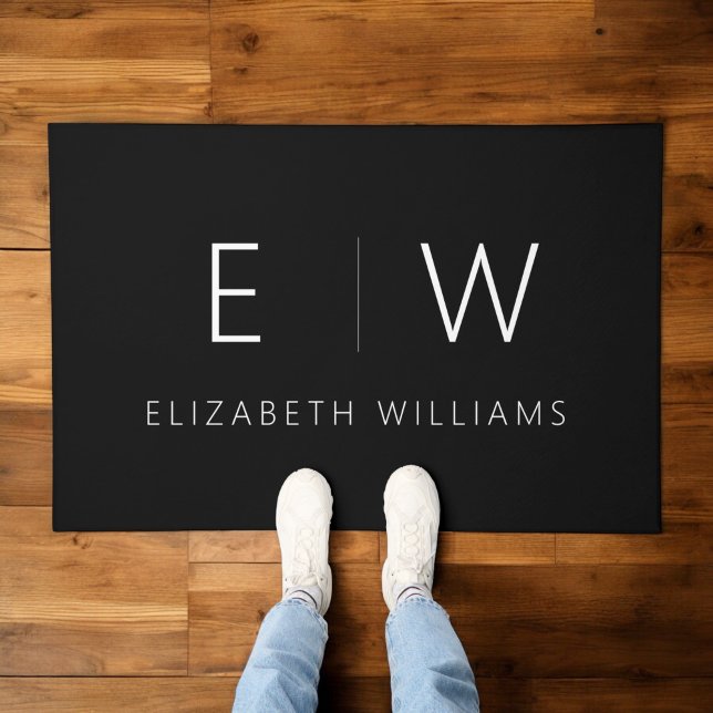 Classic Elegant Modern Minimalist Monogram Name Doormat (Creator Uploaded)