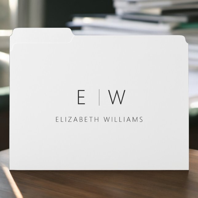 Classic Elegant Modern Minimalist Monogram Name File Folder (Creator Uploaded)