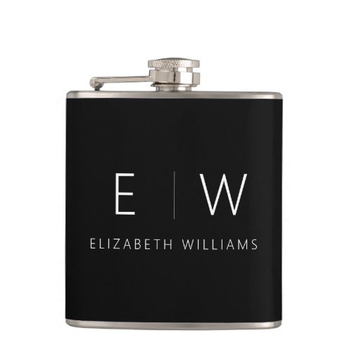 Classic Elegant Modern Minimalist Monogram Name Flask