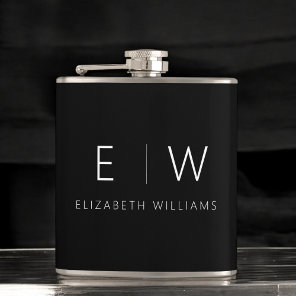 Classic Elegant Modern Minimalist Monogram Name Flask