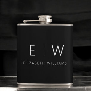 Classic Elegant Modern Minimalist Monogram Name Flask