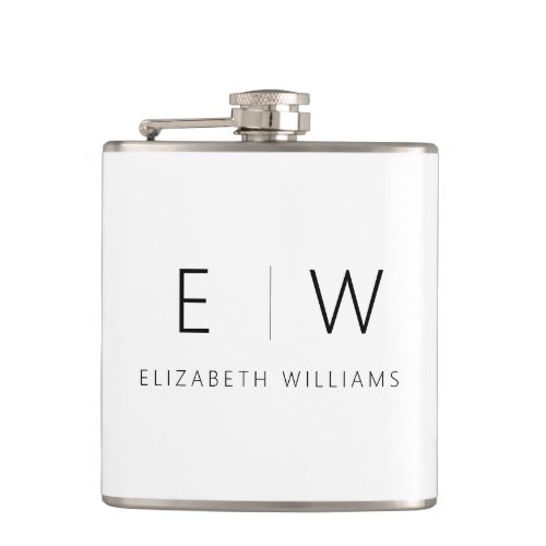 Classic Elegant Modern Minimalist Monogram Name Flask