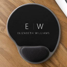 Classic Elegant Modern Minimalist Monogram Name Gel Mouse Pad