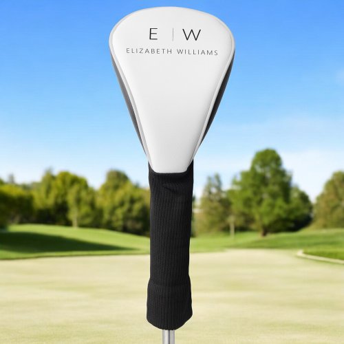 Classic Elegant Modern Minimalist Monogram Name  Golf Head Cover