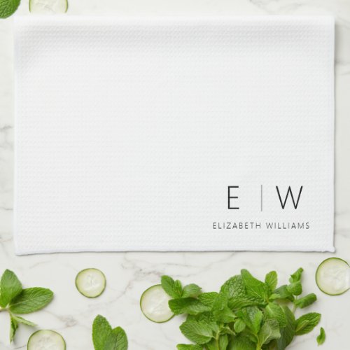 Classic Elegant Modern Minimalist Monogram Name Kitchen Towel