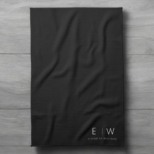 Classic Elegant Modern Minimalist Monogram Name Kitchen Towel