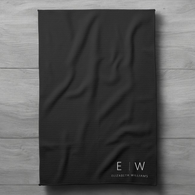 Classic Elegant Modern Minimalist Monogram Name Kitchen Towel (Creator Uploaded)