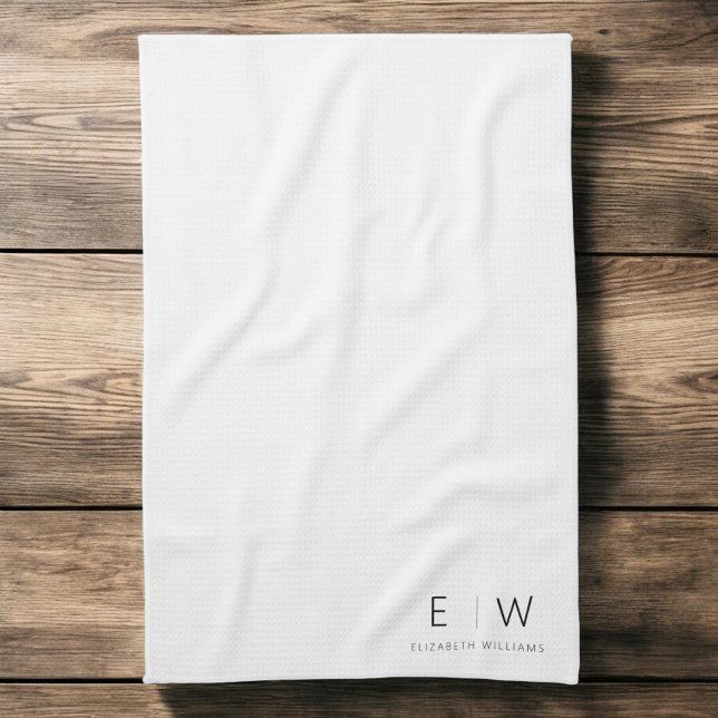 Classic Elegant Modern Minimalist Monogram Name Kitchen Towel (Creator Uploaded)