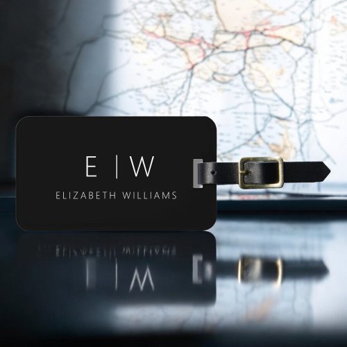 Classic Elegant Modern Minimalist Monogram Name Luggage Tag