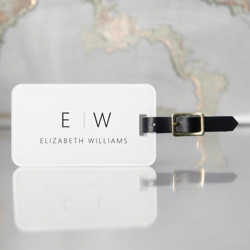 Classic Elegant Modern Minimalist Monogram Name Luggage Tag