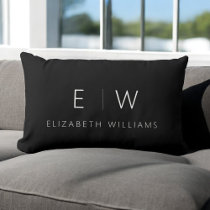 Classic Elegant Modern Minimalist Monogram Name Lumbar Pillow