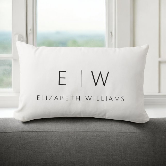 Classic Elegant Modern Minimalist Monogram Name Lumbar Pillow (Creator Uploaded)