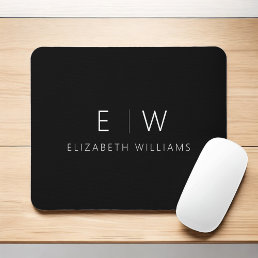 Classic Elegant Modern Minimalist Monogram Name Mouse Pad