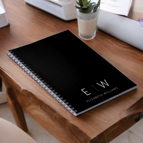 Classic Elegant Modern Minimalist Monogram Name Notebook