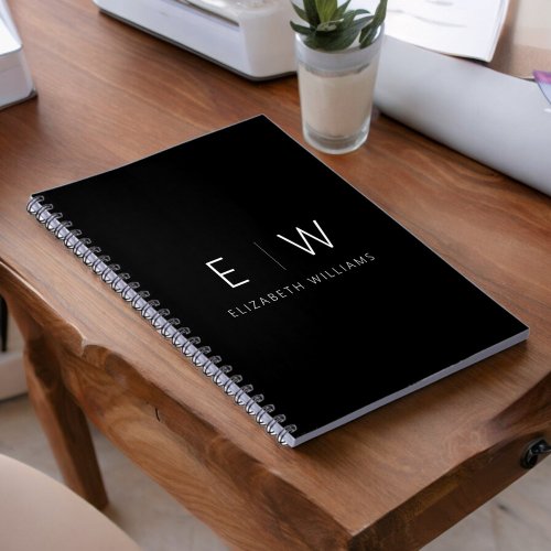 Classic Elegant Modern Minimalist Monogram Name Notebook