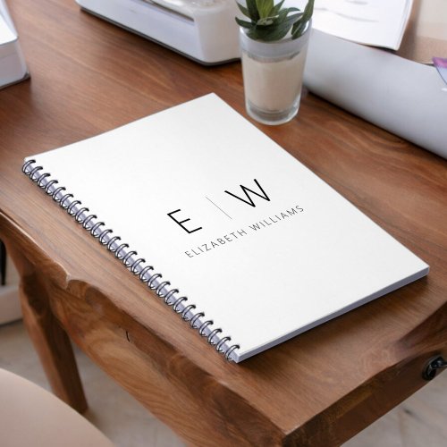 Classic Elegant Modern Minimalist Monogram Name Notebook