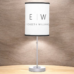 Classic Elegant Modern Minimalist Monogram Name  Table Lamp