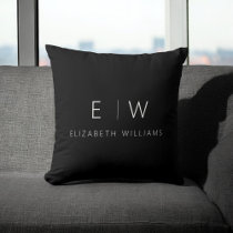 Classic Elegant Modern Minimalist Monogram Name Throw Pillow