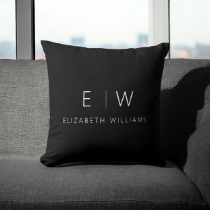 Classic Elegant Modern Minimalist Monogram Name Throw Pillow