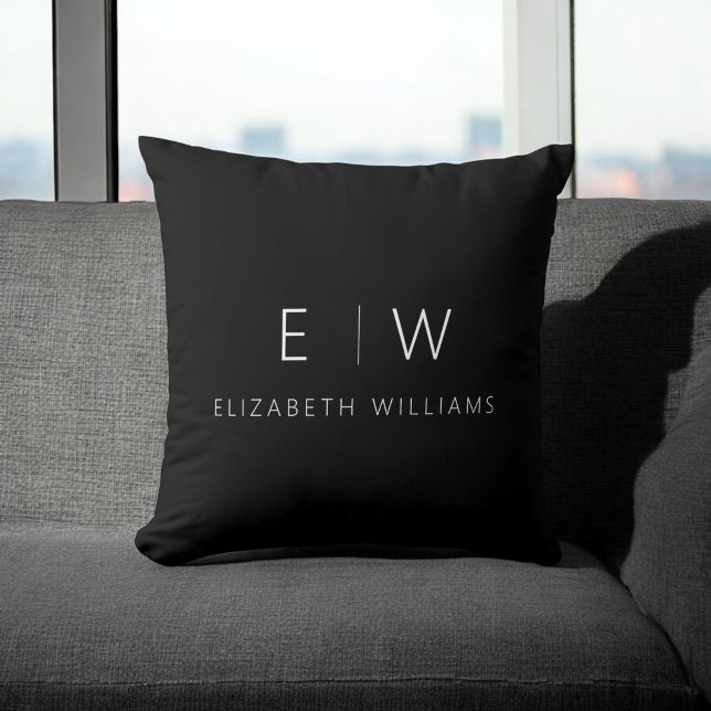 Classic Elegant Modern Minimalist Monogram Name Throw Pillow (Creator Uploaded)