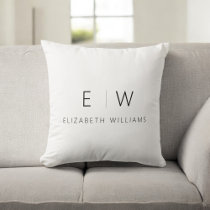 Classic Elegant Modern Minimalist Monogram Name Throw Pillow