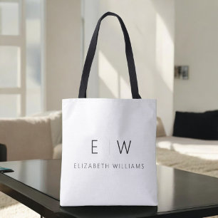 Classic Elegant Modern Minimalist Monogram Name Tote Bag