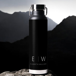 Classic Elegant Modern Minimalist Monogram Name Water Bottle