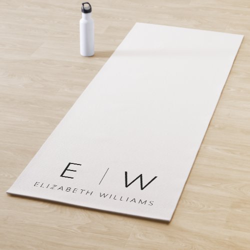 Classic Elegant Modern Minimalist Monogram Name Yoga Mat