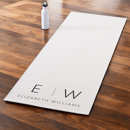 Classic Elegant Modern Minimalist Monogram Name Yoga Mat